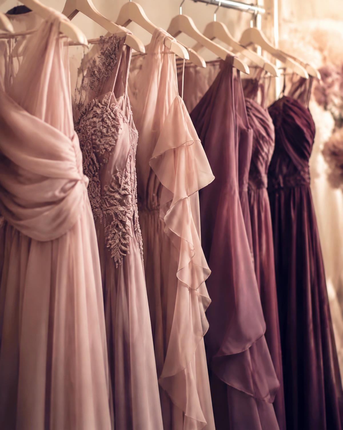 Blush and plum women's dresses draped on a boutique rail at Trending Girls Women's World, Washermanpet